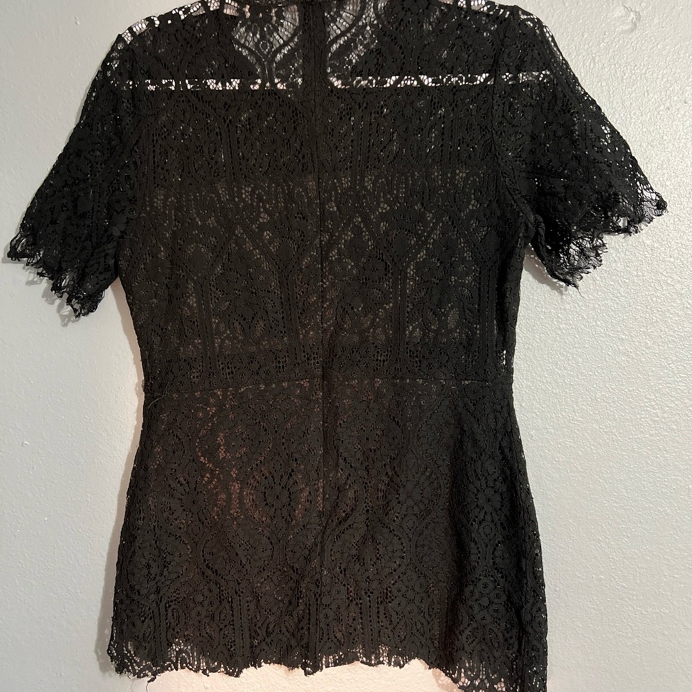 Cupshe Top Cut Out Lace Eyelet Short Sleeve Zip Peek A Boo Middle Women Sz Large - Picture 3 of 8